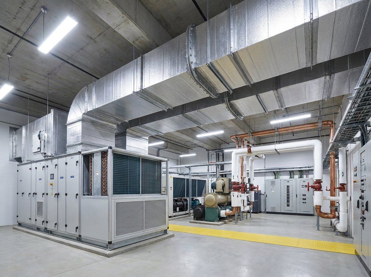 기계실·플랜트 룸 · AEROCLAD 덕트 + AHU·칠러 통합 설비